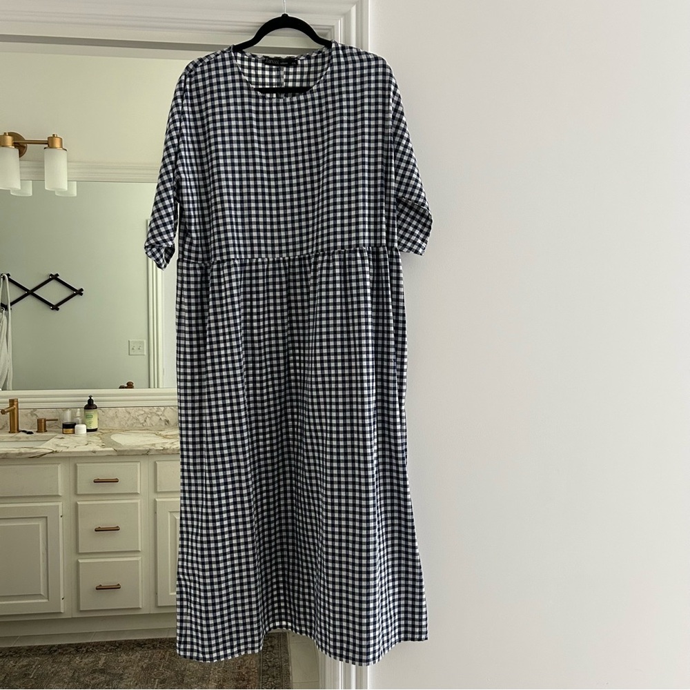 Classic Navy and White Gingham Dress